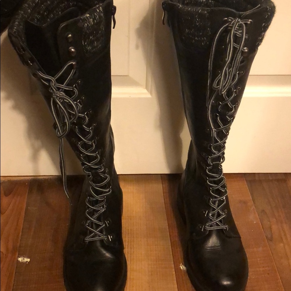 Black tall combat boots